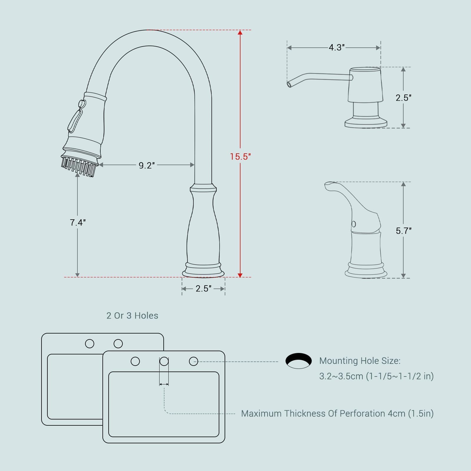 Appaso 3 Hole Kitchen Faucet, Bronze Kitchen Sink Faucet With Pull Down Sprayer 3 Modes, Oil Rubbed Bronze Kitchen Faucet With S
